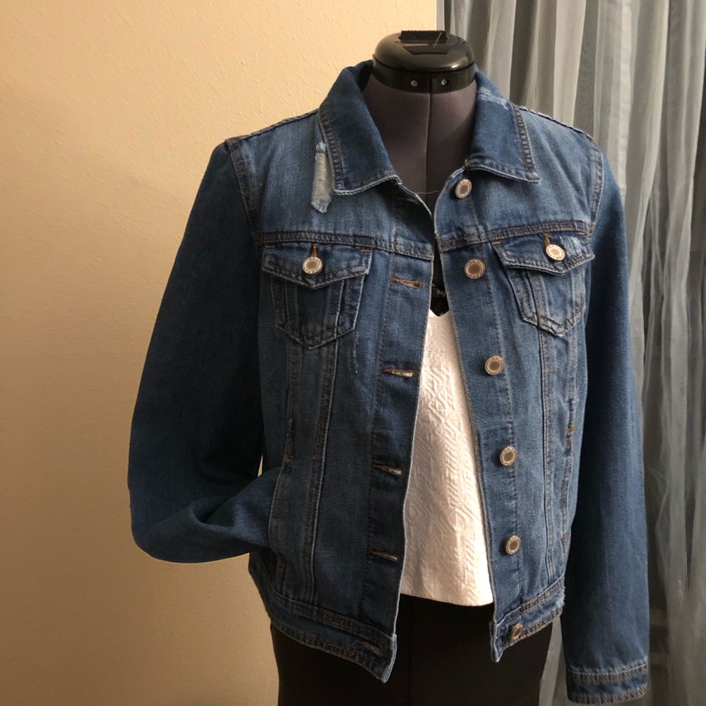 Boom Boom Jeans Distressed Denim Jacket